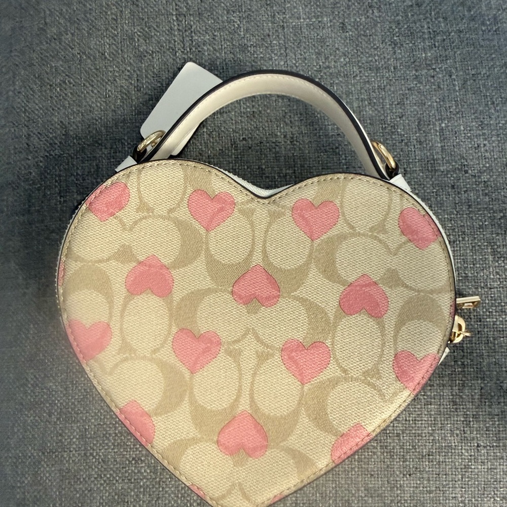 Coach Heart-Shaped Mini Bag in Beige and Pink - Picture 3 of 3